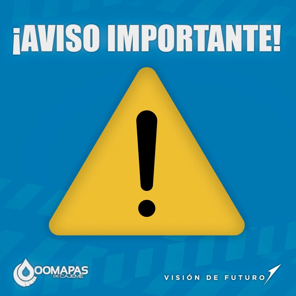 ⚠️AVISO⚠️Septiembre 7 del 2024,Se presentan apagones en varios sectores del área suburbana debito a fuertes vientos de esta tarde.Por lo anterior se apagaron momentáneamente los pozos de algunos poblados y se ha suspendido el servicio de agua, mismo que se restablecerá al regularizarse el fluido eléctrico por parte de CFE.Agradecemos la comprensión de nuestros&nbsp;usuarios.