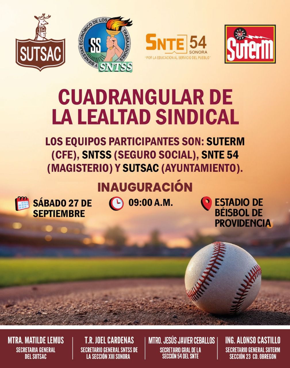 INVITAN SUTSAC Y AYUNTAMIENTO AL CUADRANGULAR POR LA LEALTAD SINDICAL