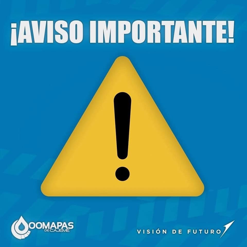 AVISO 🔵🔴 SUSPENDIDO el servicio de AGUA potable en algunos poblados en #Cajeme, por apagones en varios sectores del área suburbana debido a los fuertes vientos de esta tarde. Se apagaron momentáneamente los pozos, por lo que se restablecerá al regularizarse el fluido eléctrico por parte de CFE, informa OOMAPAS de&nbsp;Cajeme