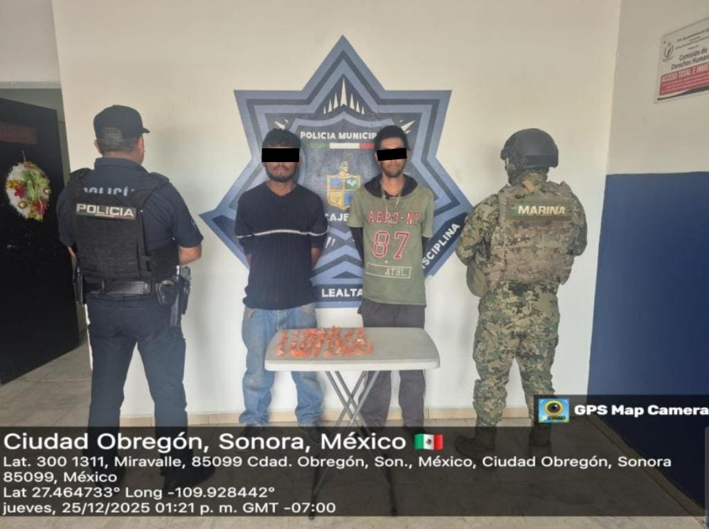 CAPTURA SSPM Y MARINA A DOS HOMBRES CON DROGAS EN LA PRIMERO DE&nbsp;MAYO